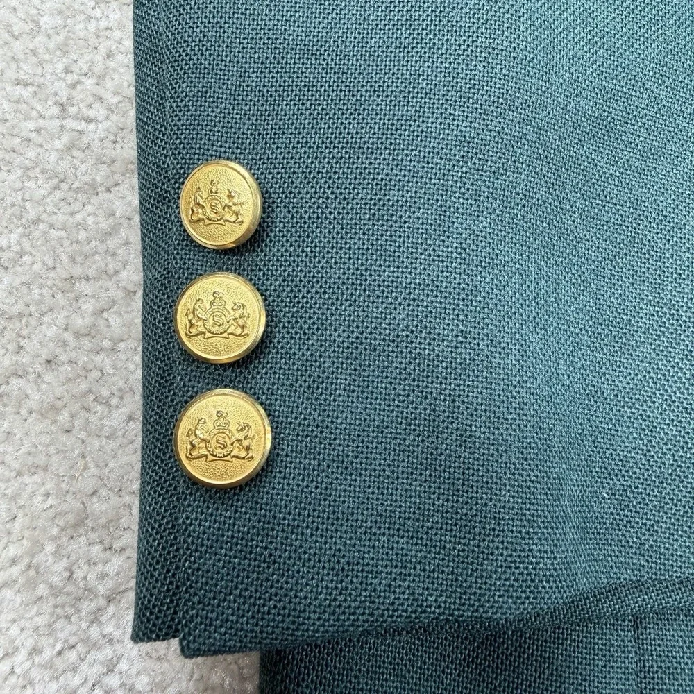 Stafford Blazer Mens 42 Regular Green Wool Gold Buttons Two‎ Button Sport Coat